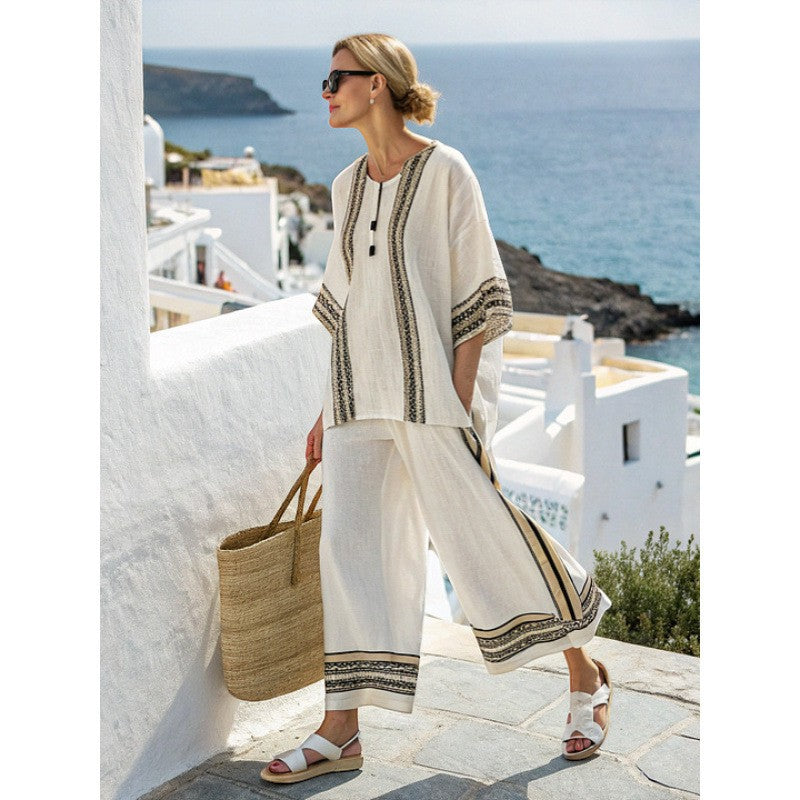 Calder Mayne | Women's Two-Piece Printed Woven Fabric Pant Set