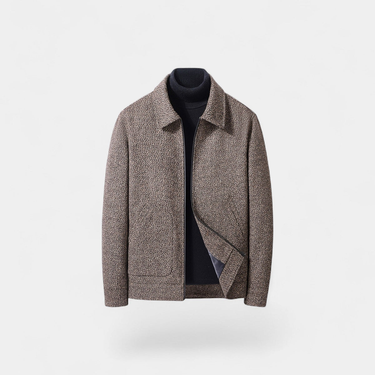 Men's Wool Coat with High Collar – Modern Tailored Elegance