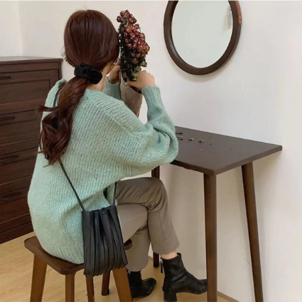 Women's mini pleated leather crossbody bag – Compact structured design