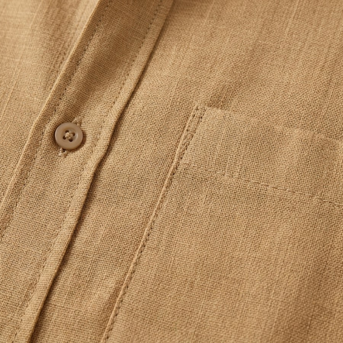 Men's Cotton-Linen Short Sleeve Shirt – Mandarin Collar Straight Cut
