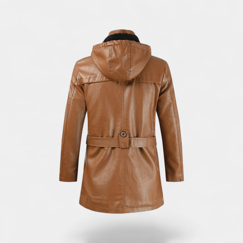 Calder Mayne | Men's Leather Coat – Mid-Length Modern Cut Trench
