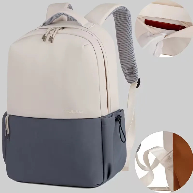 Unisex Waterproof Oxford Fabric Backpack – Two-Tone with Padded Straps