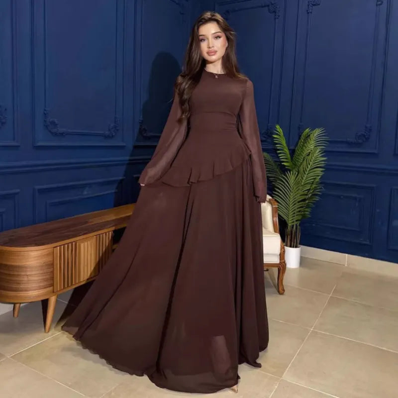 Women's Dress Round Neck Fitted Long Sleeves – Fluid Drape