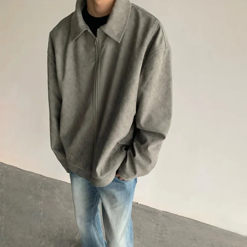 Men's Zip-Up Jacket Casual Fit – Dropped Shoulders Minimalist Style