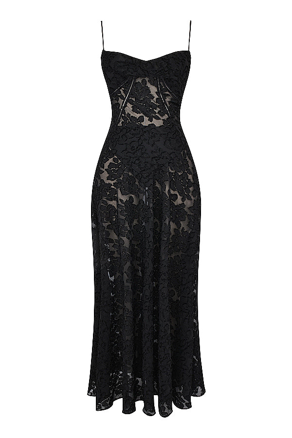 Women's strappy maxi dress – Fitted cut with flared hem