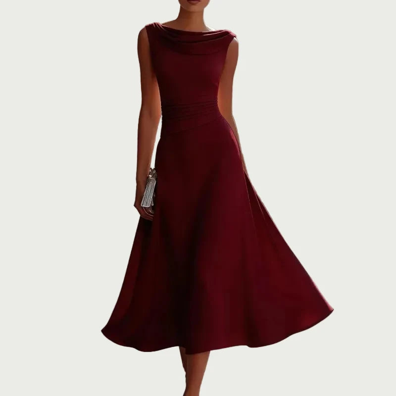Women's Chiffon Evening Dress – Elegant Boat Neck