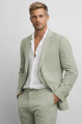 Men's Two-Piece Linen Suit – Tailored Jacket and Coordinated Pants