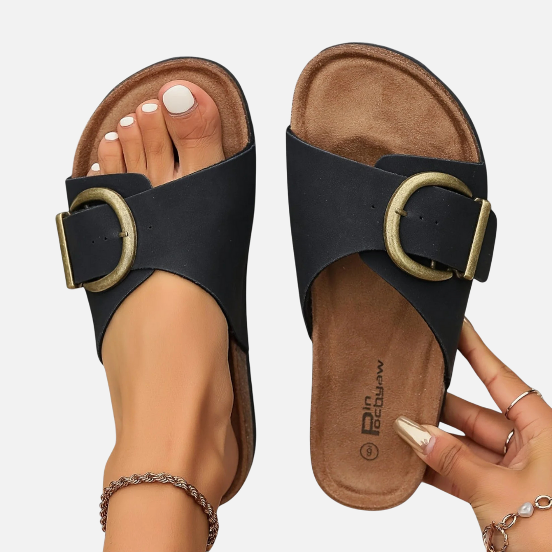Women's orthopaedic flat sandals – slip-on open toe cushioned sole