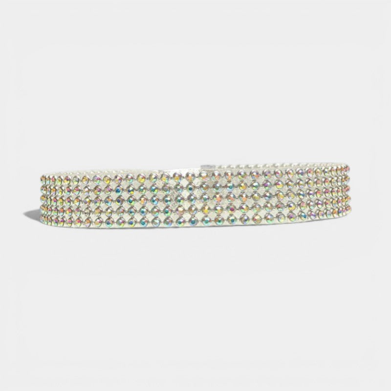 Women's Rhinestone Crystal Choker Necklace – Hook Clasp
