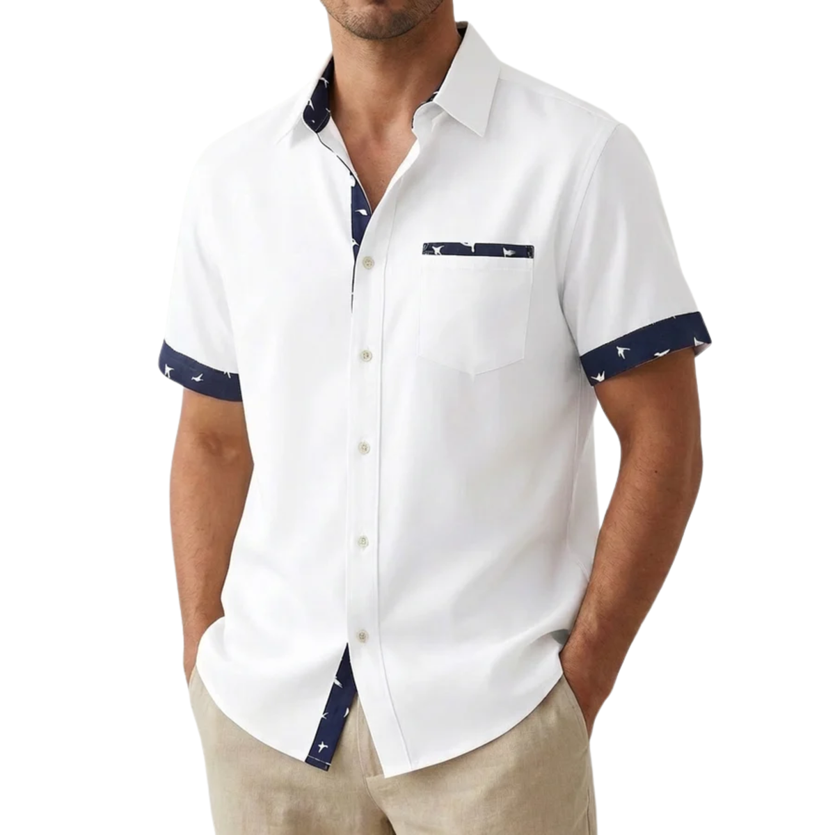 Men's Short Sleeve Shirt – Contrasting Printed Details