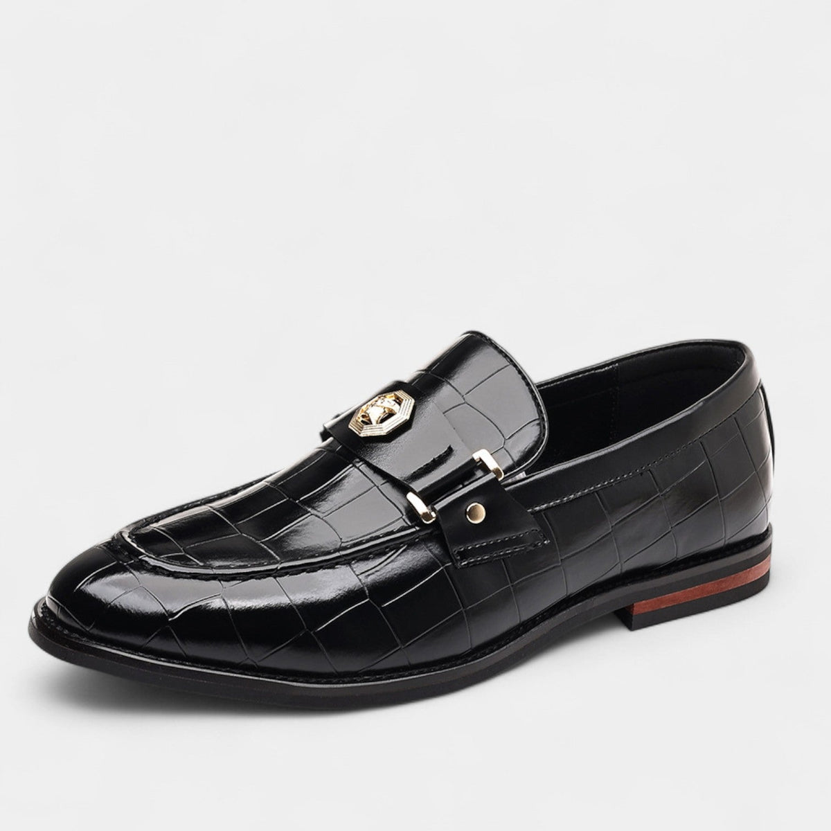 Men's Patterned Leather Loafers – Classic Slip-On Elegance