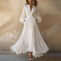 Women's long-sleeve maxi dress – V-neck