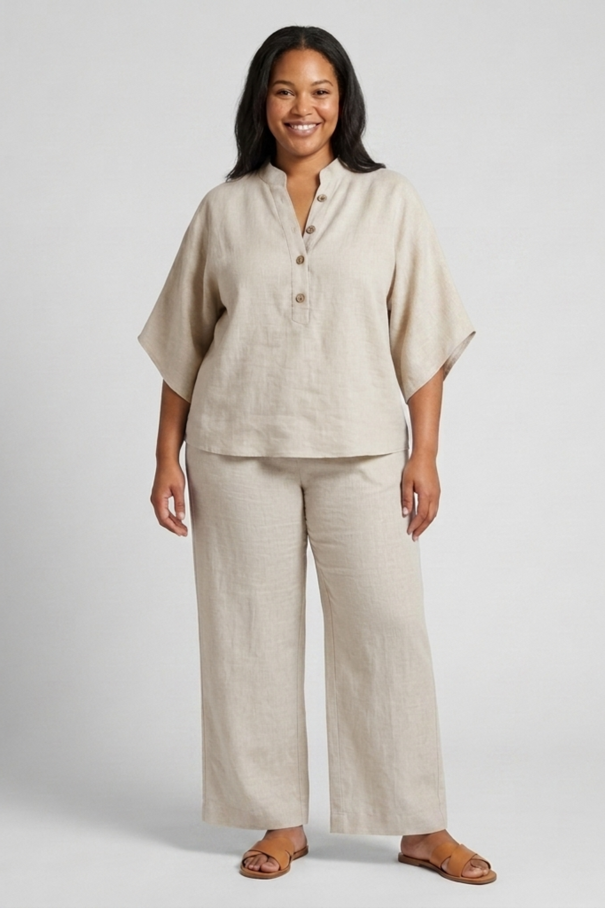 Women's Two-Piece Set in Linen Cotton – Casual Balloon Pants
