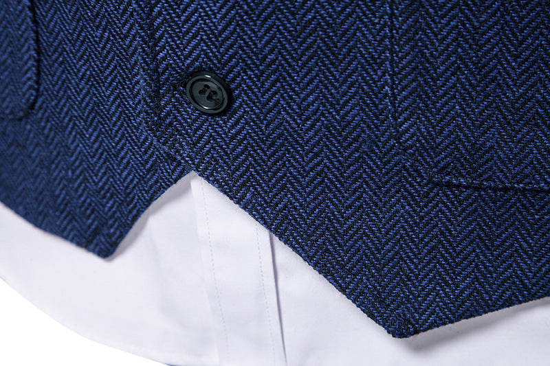 Men's Cotton Chevron Waistcoat – Tailored Fit Single-Breasted