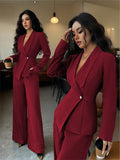 Women's Suit Set Jacket and Straight Pants – Long Sleeves
