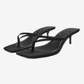 Women's Square Toe Sandals with Kitten Heel – Minimalist Thin Straps