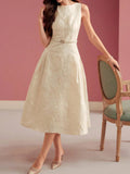Women's Elegant A-Line Midi Dress – Fitted Structured Silhouette