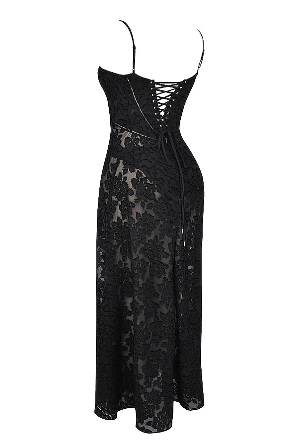 Women's strappy maxi dress – Fitted cut with flared hem