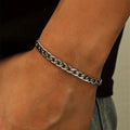 Men's Cuban Link Bracelet – Polished Titanium Steel with Electroplating
