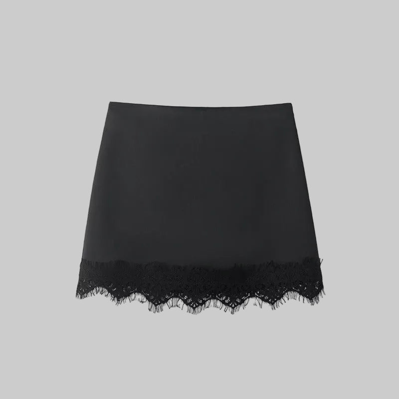 High-Waisted Mini Skirt for Women – Fitted Lace Trim