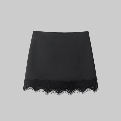 High-Waisted Mini Skirt for Women – Fitted Lace Trim