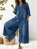 Women's denim jumpsuit – relaxed buttoned fit