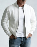 Men's Jacquard Stand-Collar Jacket – Textured Zip-Up Style