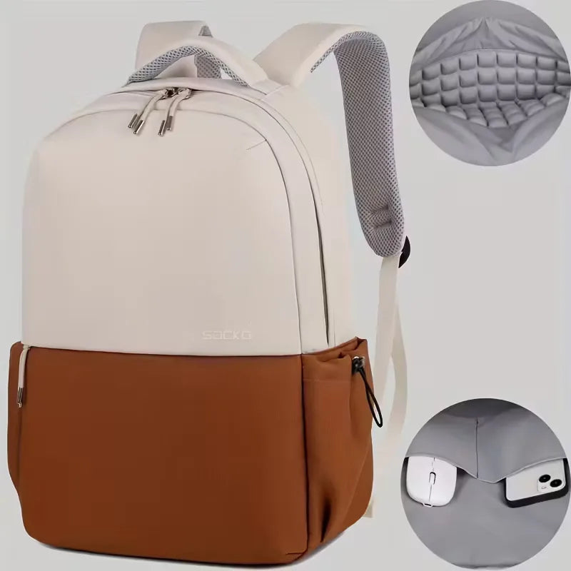 Unisex Waterproof Oxford Fabric Backpack – Two-Tone with Padded Straps