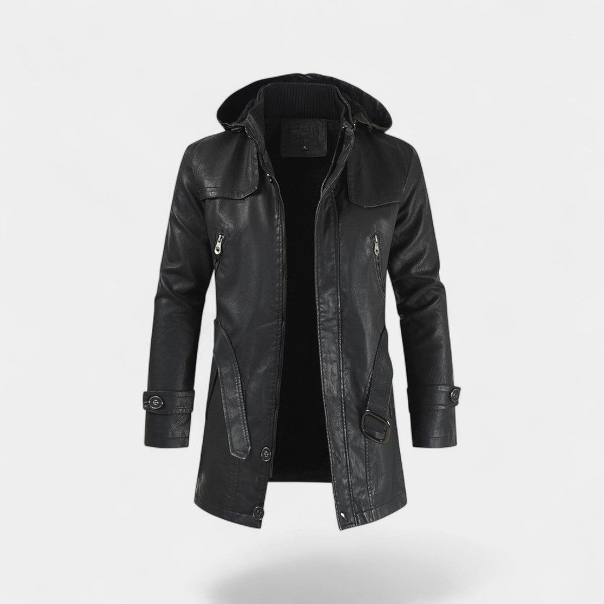 Calder Mayne | Men's Leather Coat – Mid-Length Modern Cut Trench