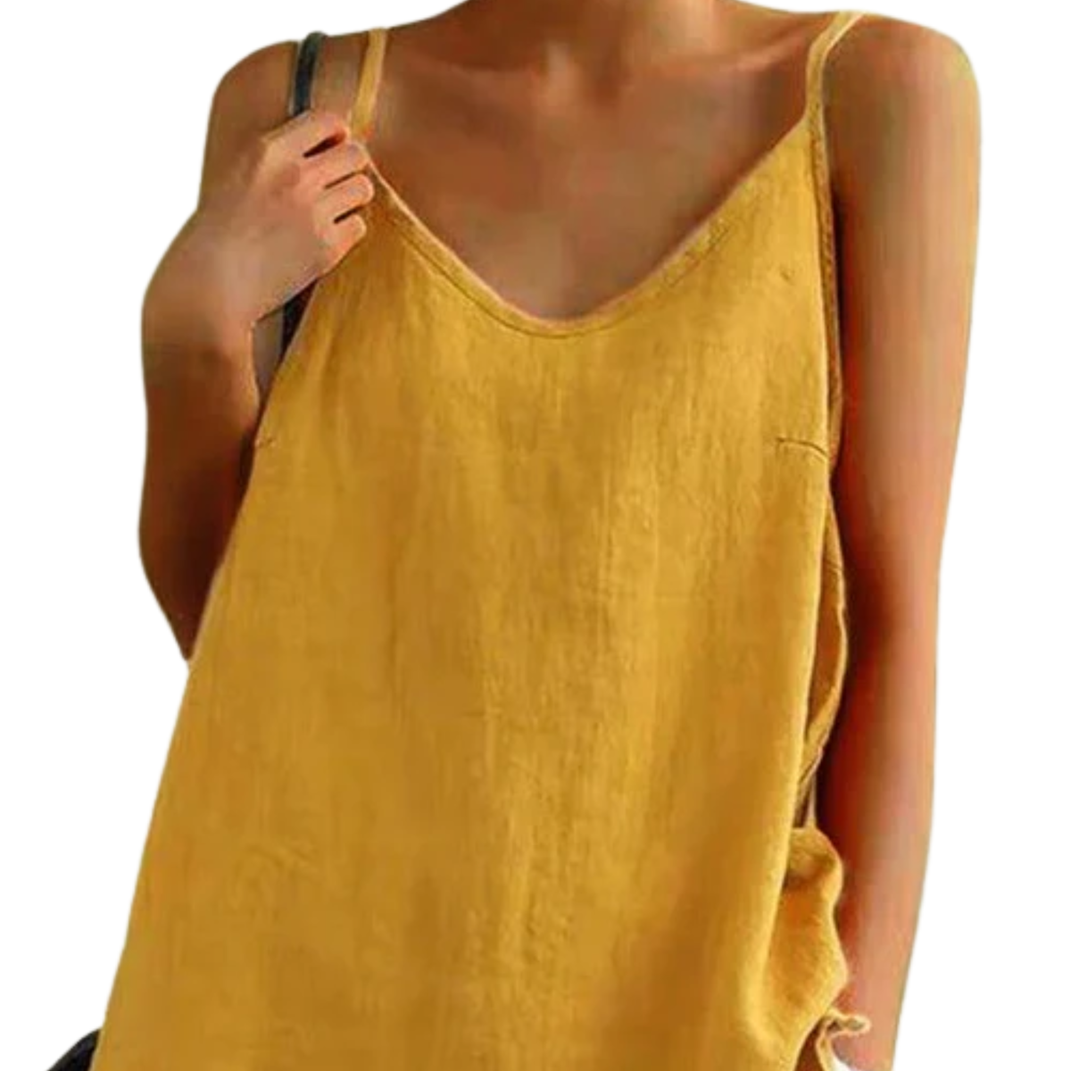 Women's Cotton-Linen Tank Top – Spaghetti Straps Loose Fit