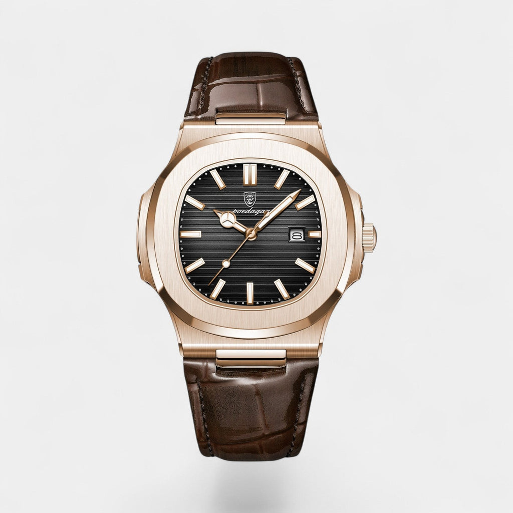 Men's Watch Leather Strap – Luminous and Waterproof Quartz 40 mm