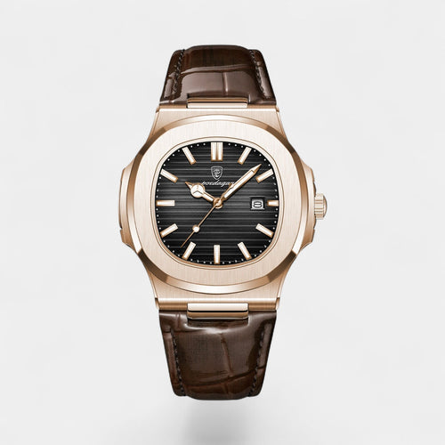 Men's Watch Leather Strap – Luminous and Waterproof Quartz 40 mm