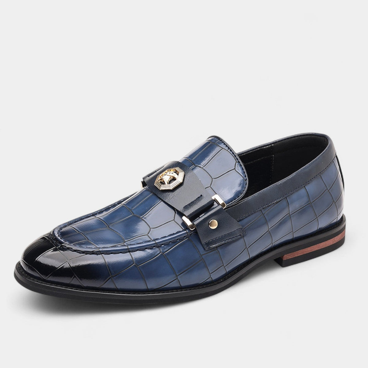 Men's Patterned Leather Loafers – Classic Slip-On Elegance