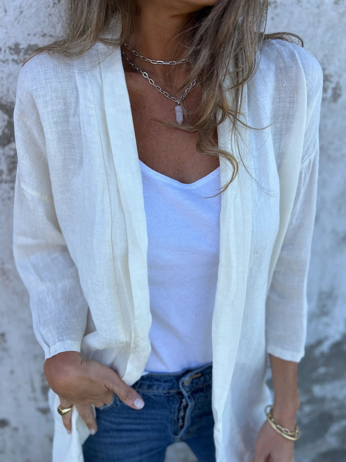 Women's Lightweight Fabric Cardigan – Relaxed Open Cardigan