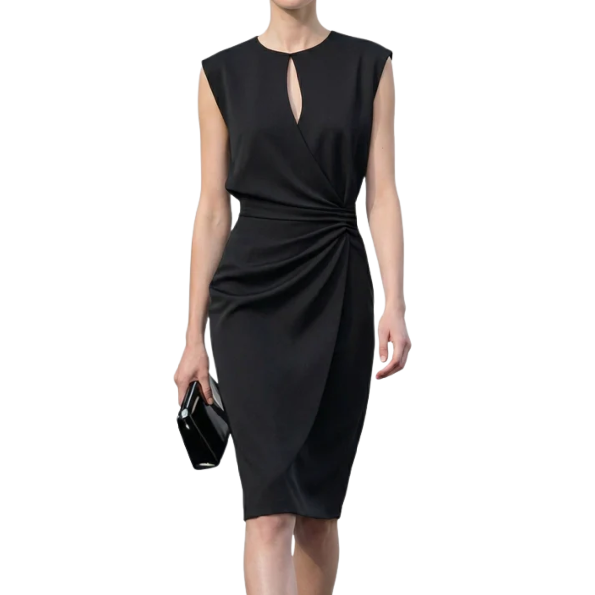 Women's Cocktail Dress – Draped Silhouette & Gathered Waist