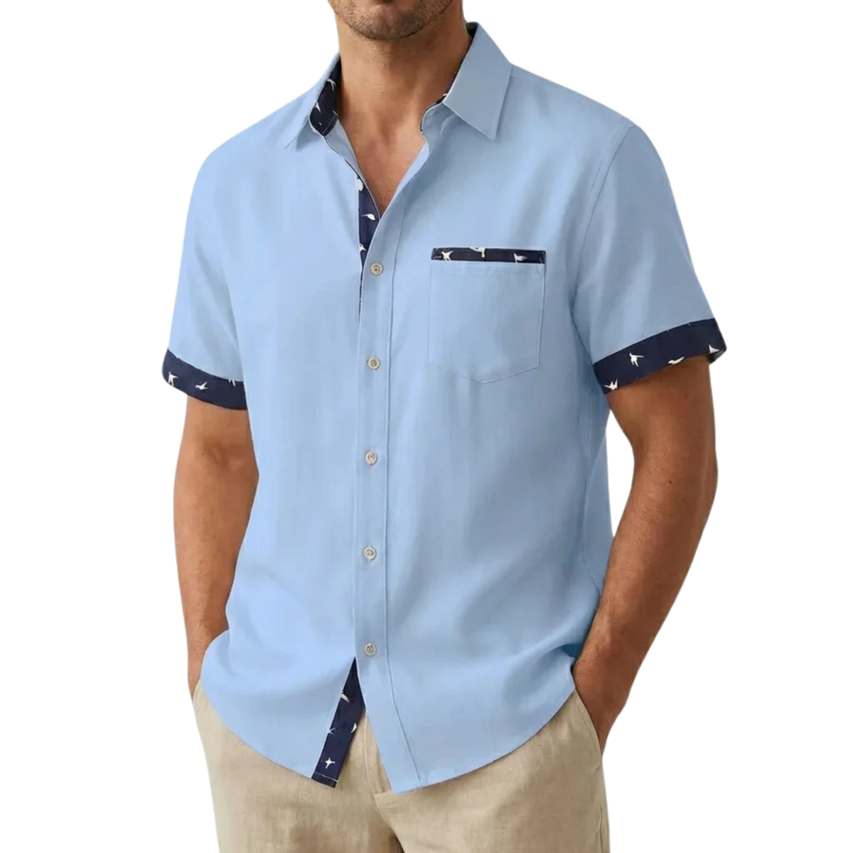 Men's Short Sleeve Shirt – Contrasting Printed Details