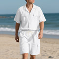 Men's Linen Set – Collared Shirt & Breathable Cargo Shorts