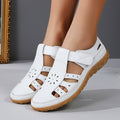 Women's Closed-Toe Sandals – Cutout Upper with Contrasting Topstitching Velcro Closure