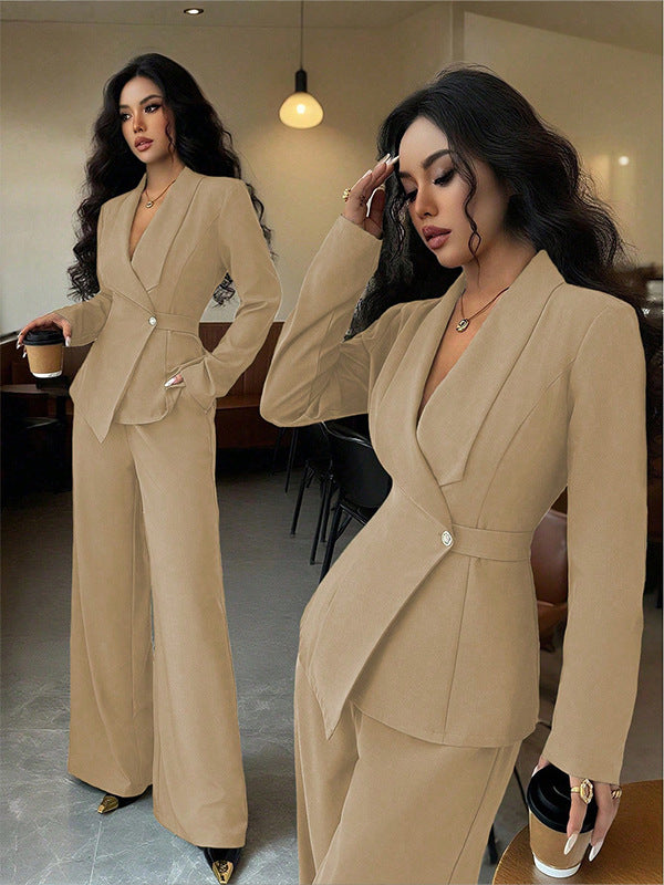 Women's Suit Set Jacket and Straight Pants – Long Sleeves