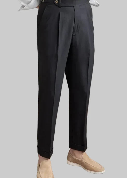 Men's High-Waisted Straight Cut Pants – Lightweight and Breathable