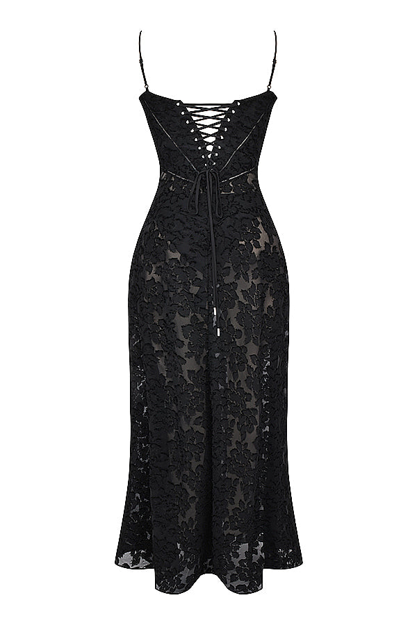 Women's strappy maxi dress – Fitted cut with flared hem