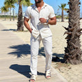 Men's Two-Piece Set – Short Sleeve Shirt and Straight Pants