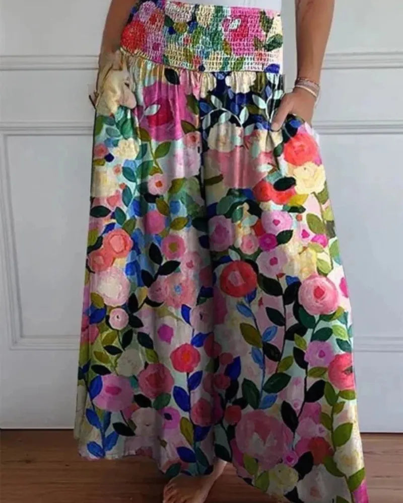 Women's lightweight wide-leg trousers – High waist, loose fit