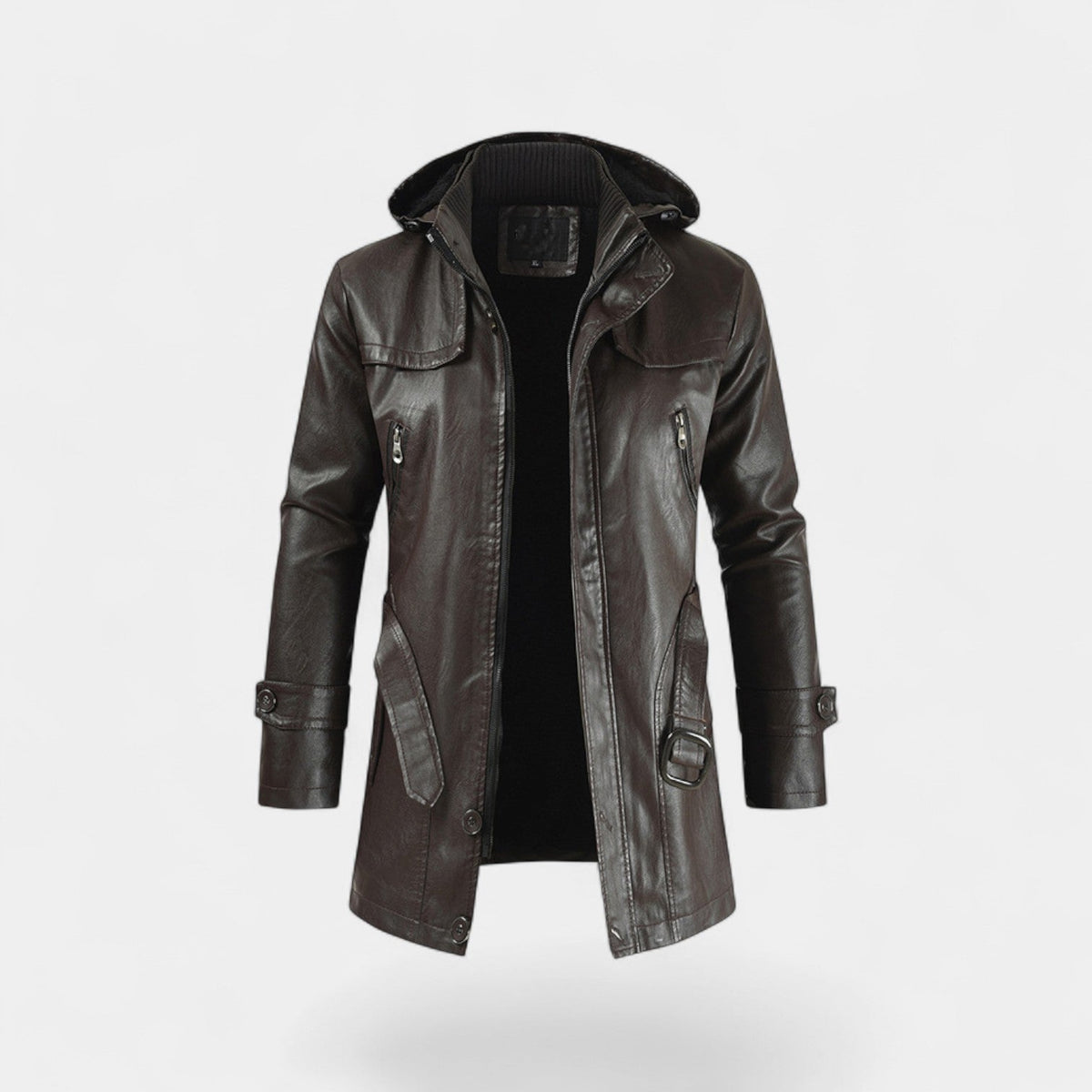 Calder Mayne | Men's Leather Coat – Mid-Length Modern Cut Trench
