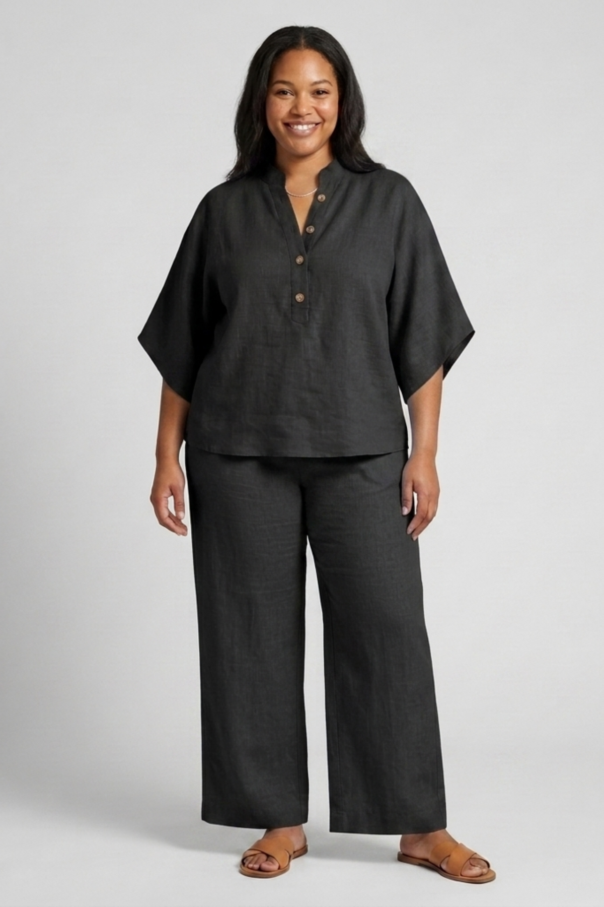 Women's Two-Piece Set in Linen Cotton – Casual Balloon Pants