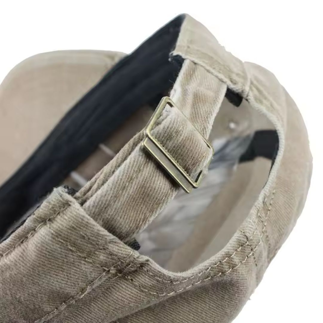 Men's Vintage Cap – Washed Cotton Fabric with Decorative Patch