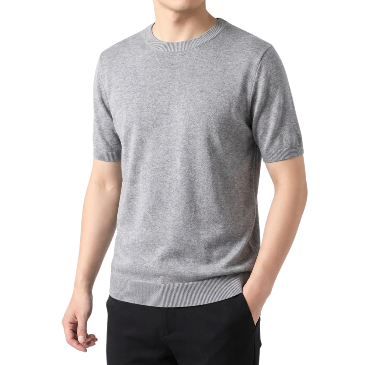Men's Knit T-Shirt – Lightweight and Comfortable Straight Fit