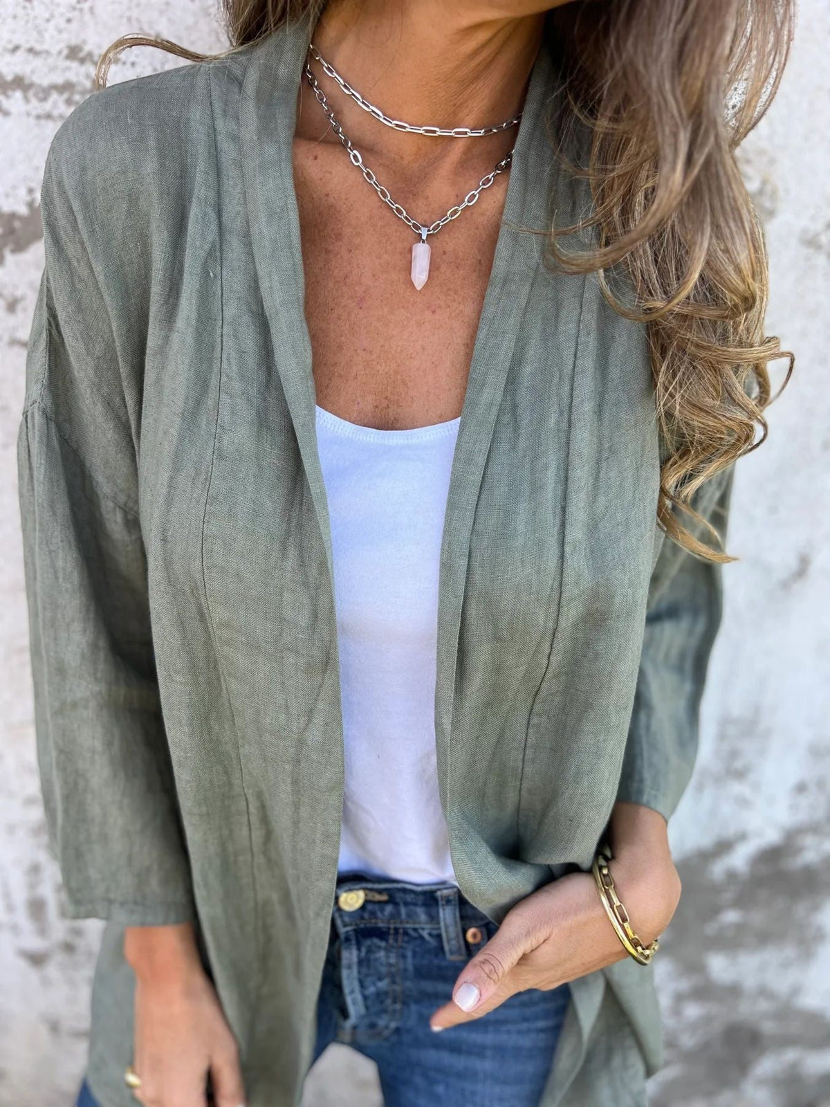 Women's Lightweight Fabric Cardigan – Relaxed Open Cardigan