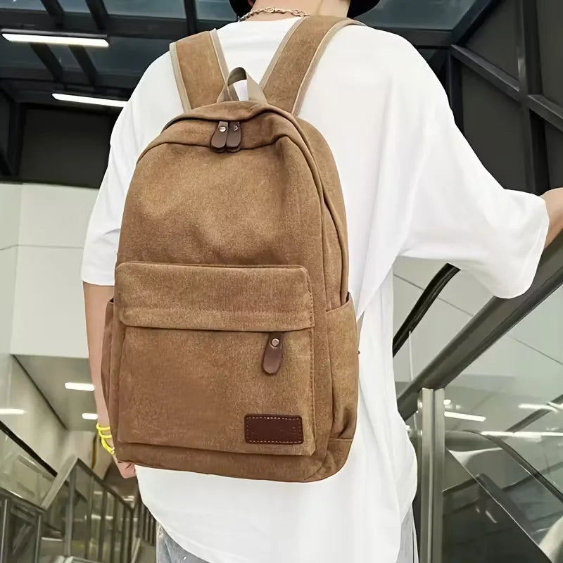 Men's Canvas Backpack – Front Pocket and Adjustable Straps