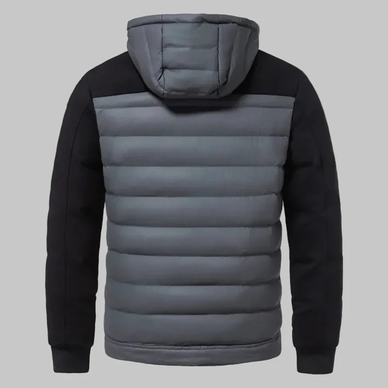 Men's Quilted Hybrid Hoodie Jacket – Ribbed Knit Sleeves